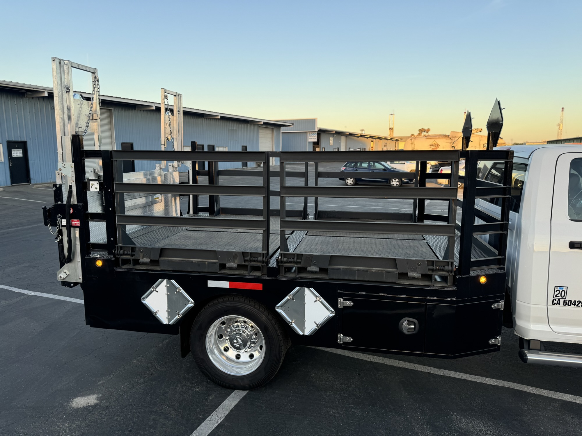 Rear rack and bed detail on a fleet service truck
