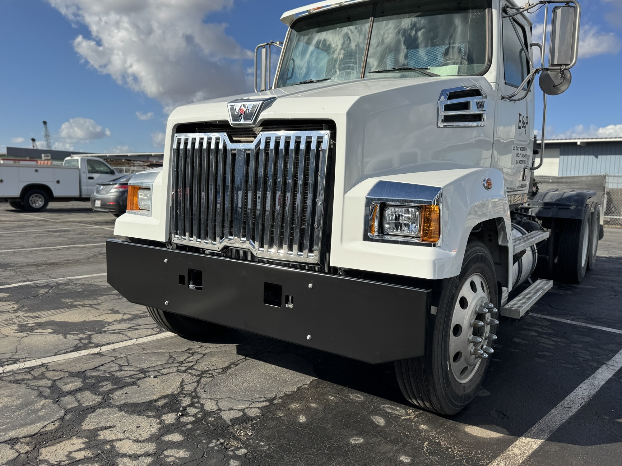 White commercial truck prepared for custom fleet body work