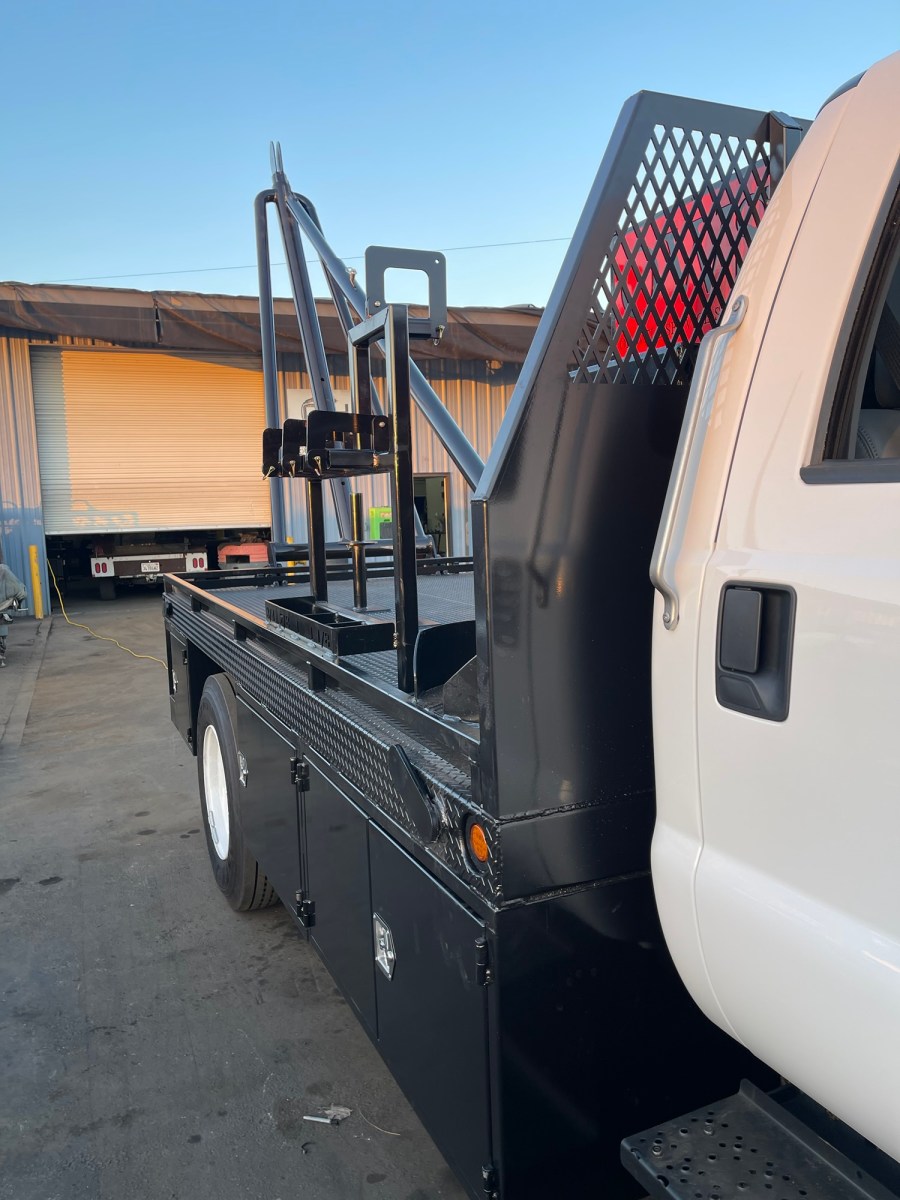 Completed work truck bed and rack detail