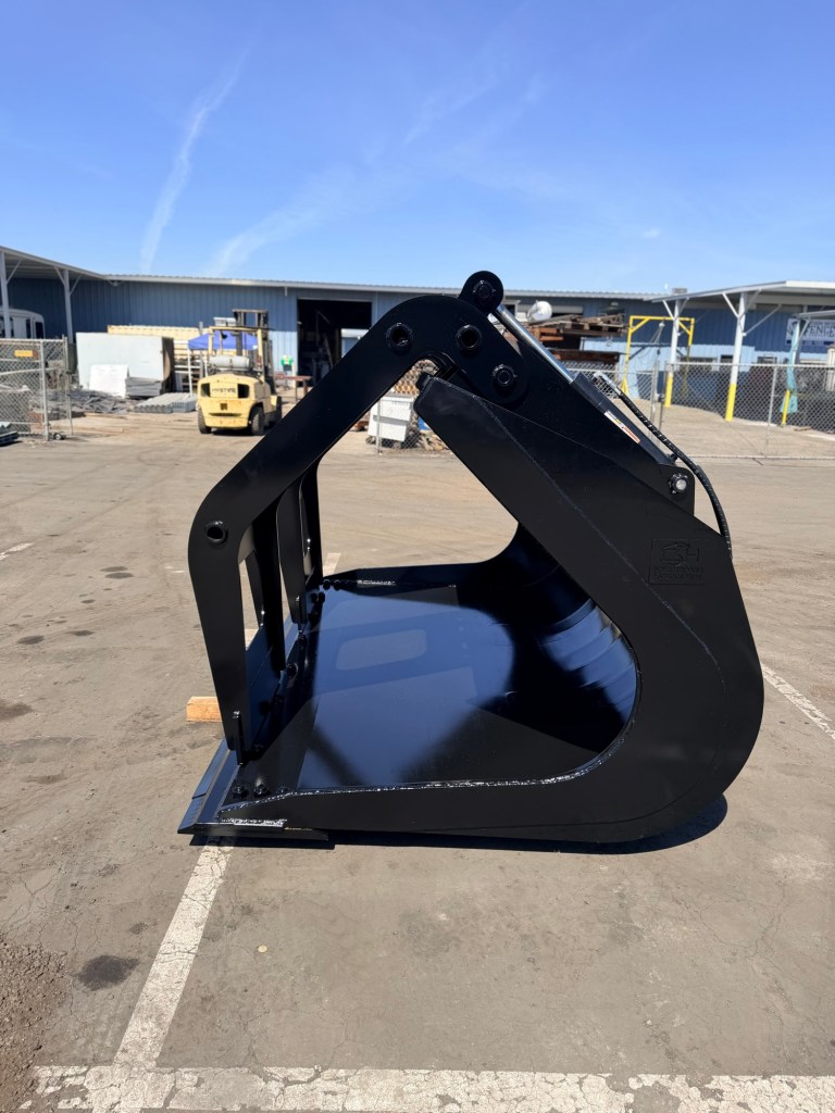 Grapple bucket fabrication shown from the side