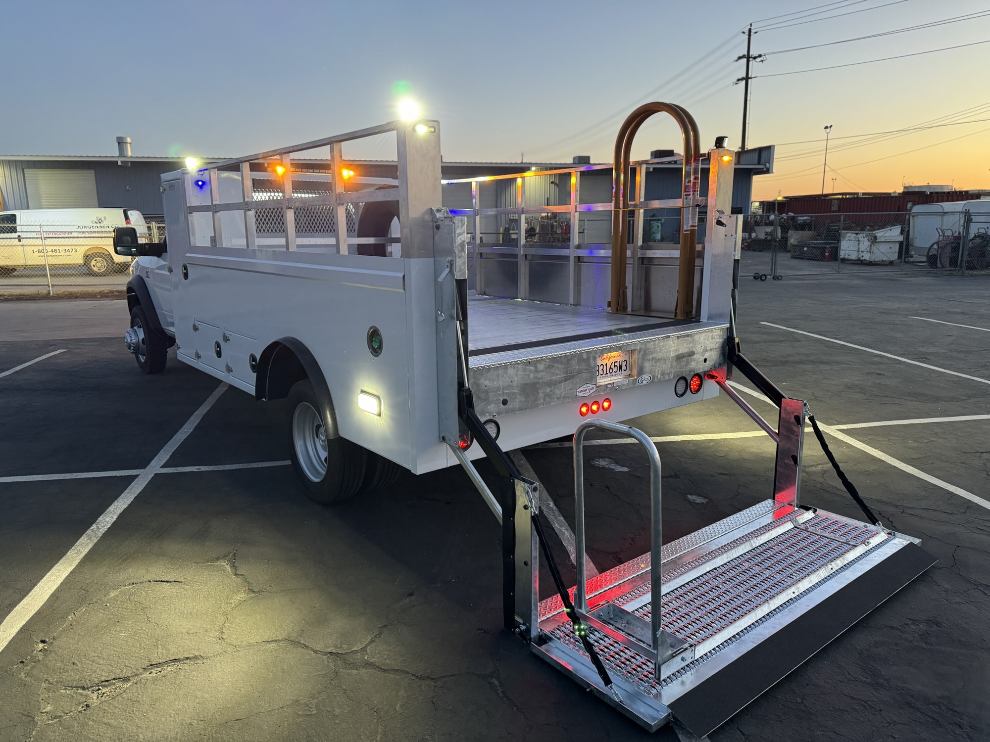 Daniels Tire service body with fabricated rack and storage