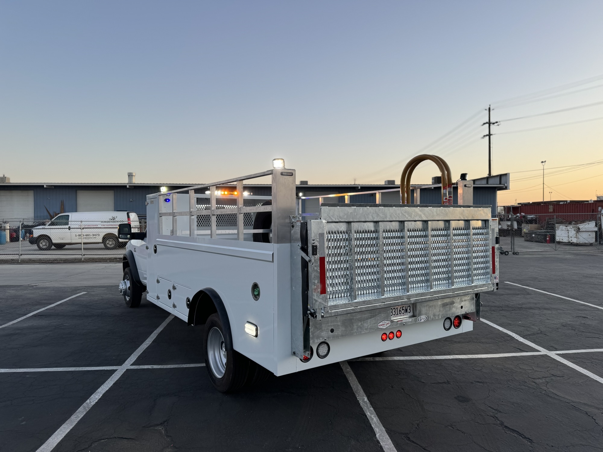 Rear view of tire service truck body